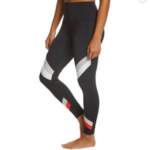Onzie Black & White Mesh Stripe Racer Leggings